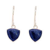 Sterling Silver Lapis Lazuli Triangle Dangle Earrings